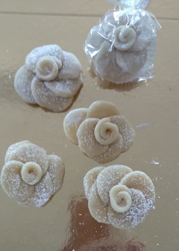 dough flowers on baking pan at 'Agrotouristic Women's Cooperative of Mesotopos Lesvos'